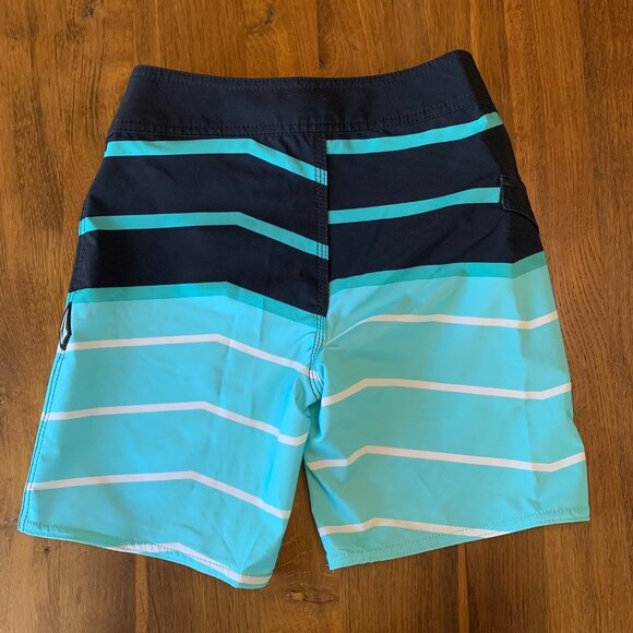 VOLCOM Striped Board Shorts Boys 10 Slim 23 NEW Swim Trunks NWT Blue Mod-Tech - Picture 2 of 7